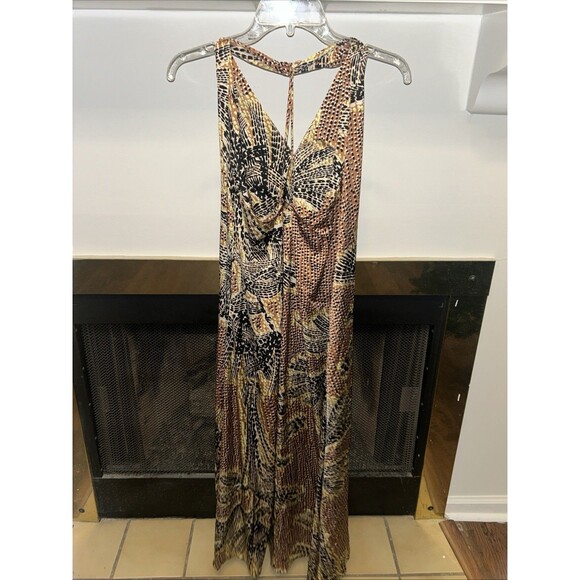 Women’s Small Nic+Zoe Dotty Palms Halter Dress In Neutral Multicolor New - Picture 4 of 6